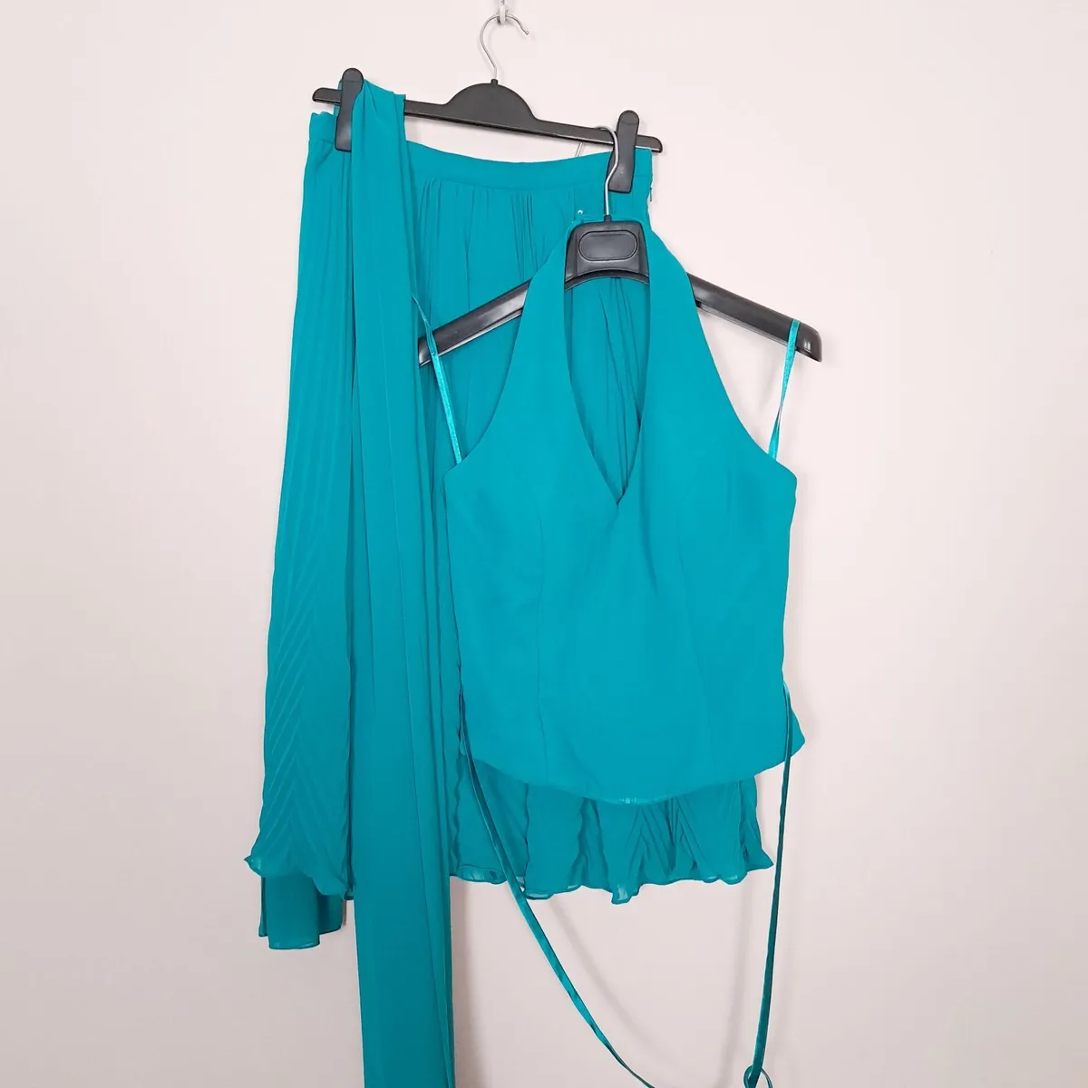 Bella Formals Blue Top Chiffon Skirt Set 10-12UK - Image 2