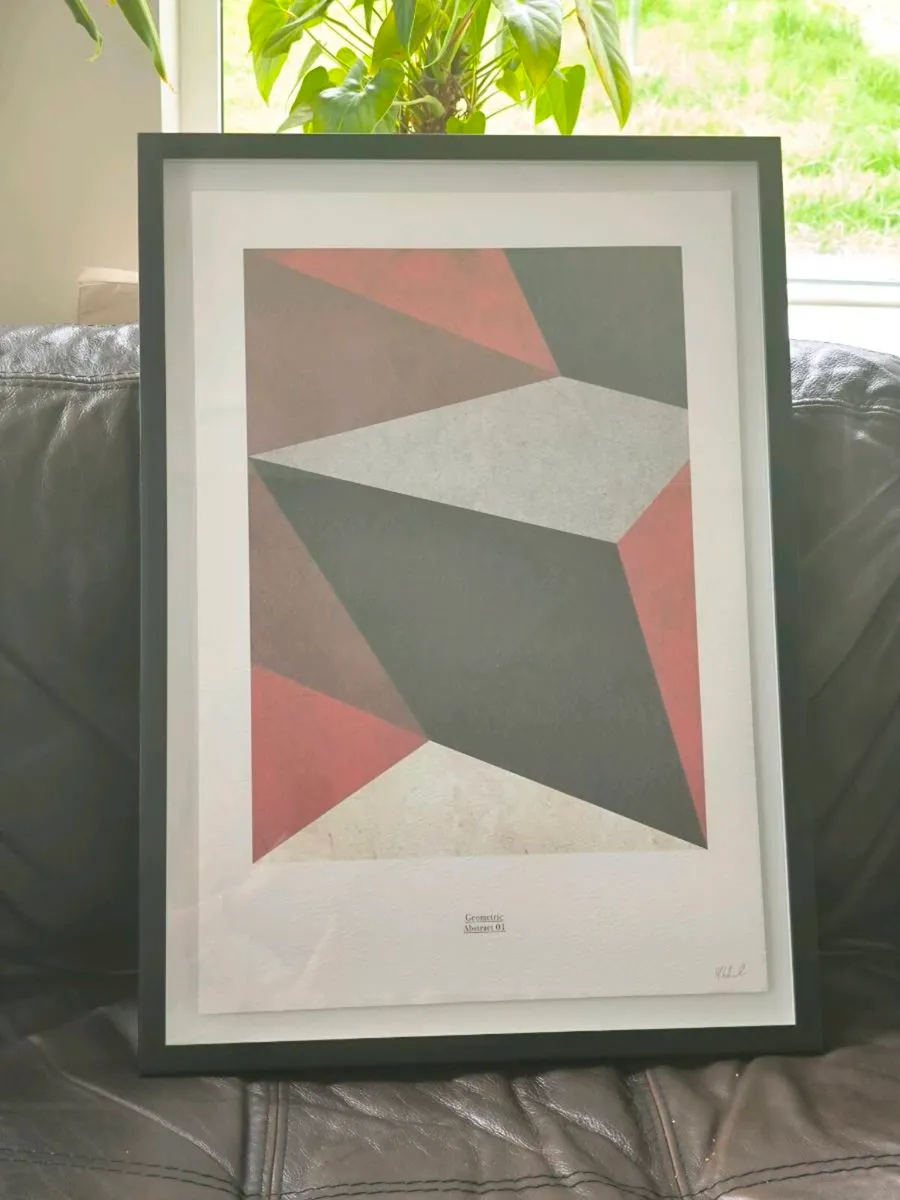 Set of 2 Framed Geometric Abstract Prints – Modern - Image 2