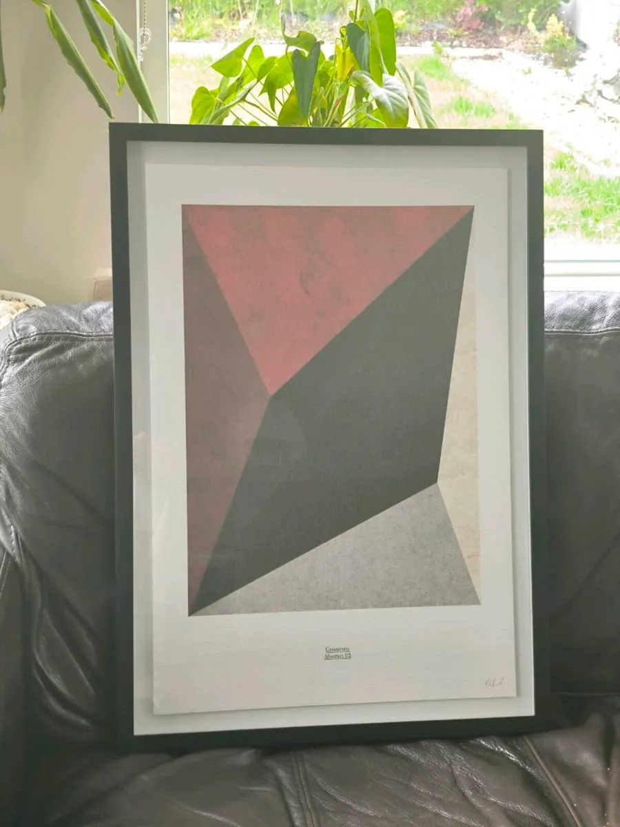Set of 2 Framed Geometric Abstract Prints – Modern - Image 3