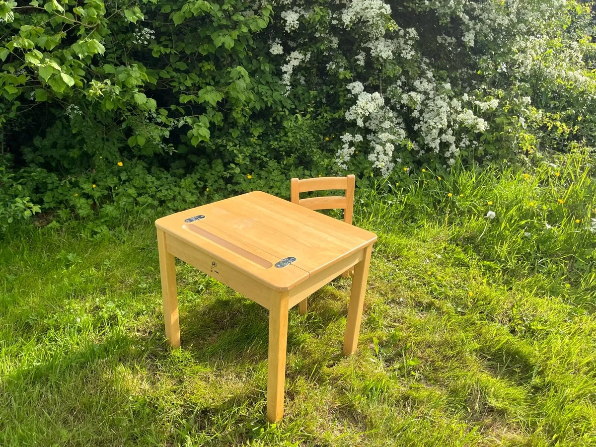 Solid wood Montessori children desk and chair - Image 1