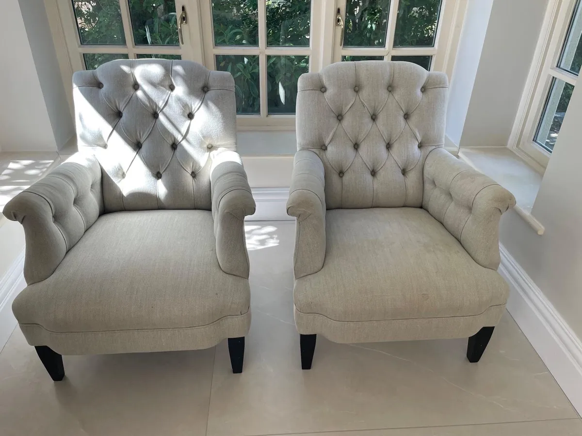 Pair of Tufted Wingback / Club Armchairs