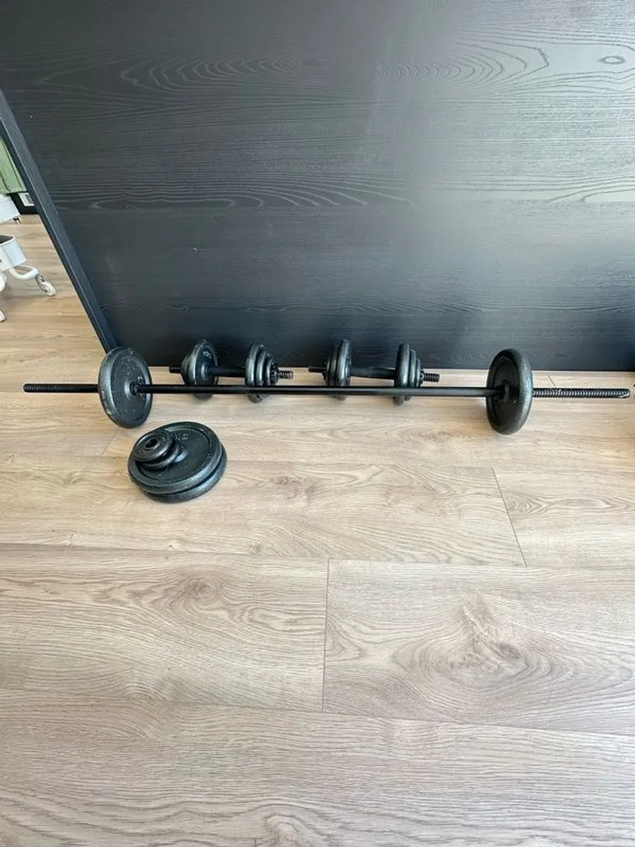 Cast Iron 50kg Barbell & Dumbbell Set - Image 2