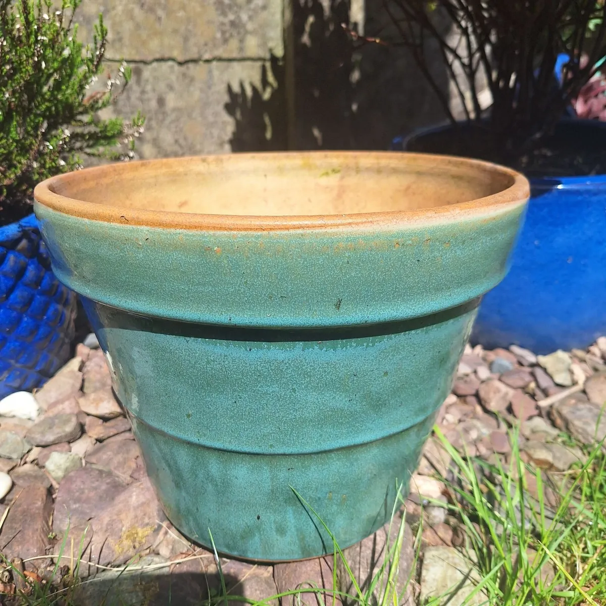 Beautiful Glazed Turquoise Garden Pot - Image 1