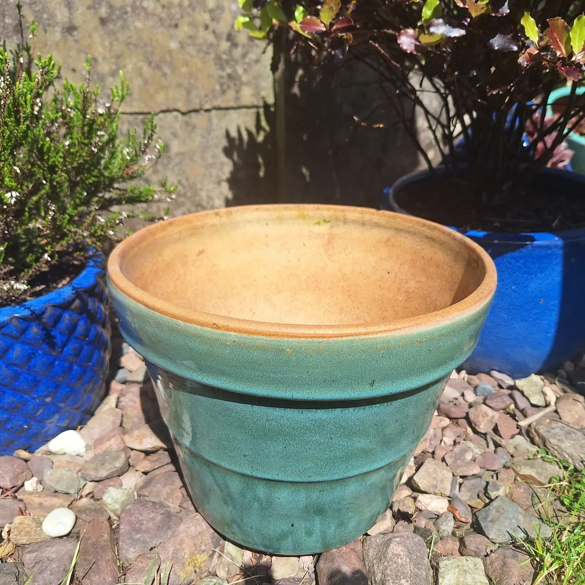 Beautiful Glazed Turquoise Garden Pot - Image 2