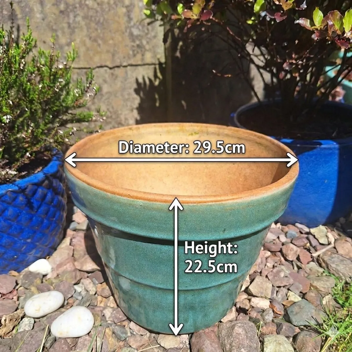 Beautiful Glazed Turquoise Garden Pot - Image 3