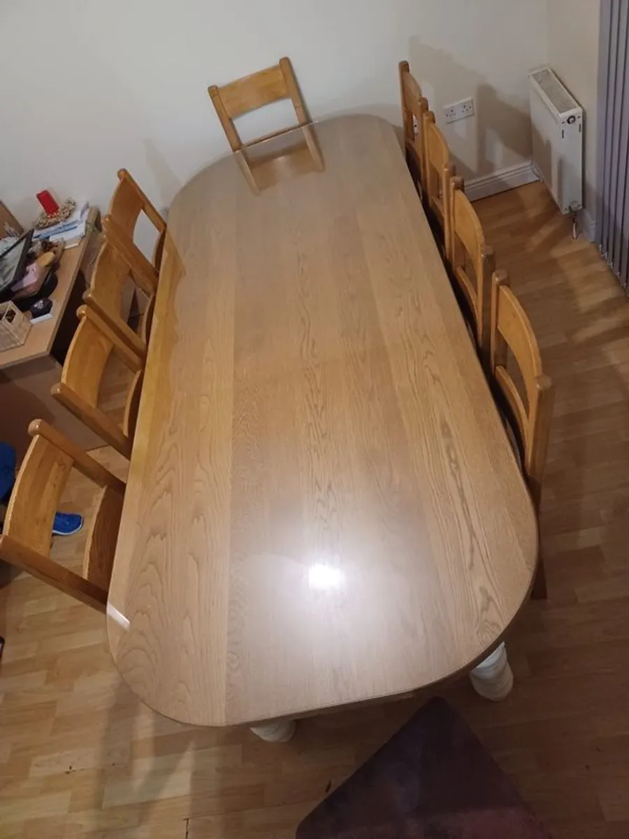 Bespoke  dining room /kitchen table with ten chairs - Image 2