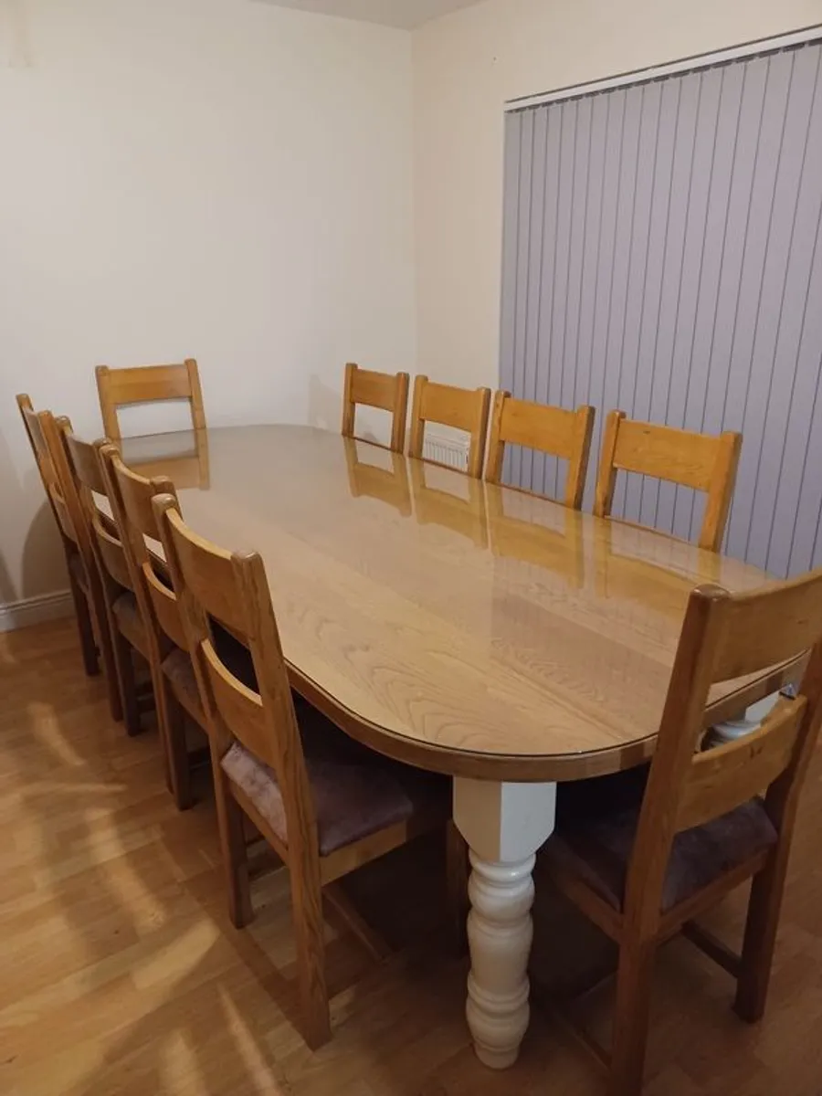 Bespoke  dining room /kitchen table with ten chairs - Image 4