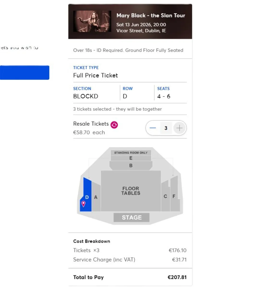 3 Mary Black tickets - Sat 13 Jun - FACEVALUE