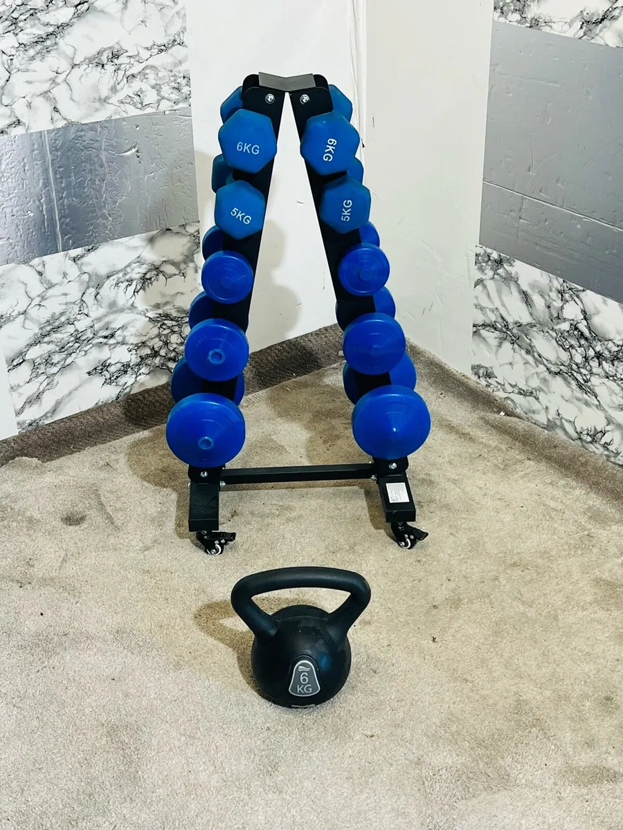 Dumbbells with rack + kettlebell - Image 1