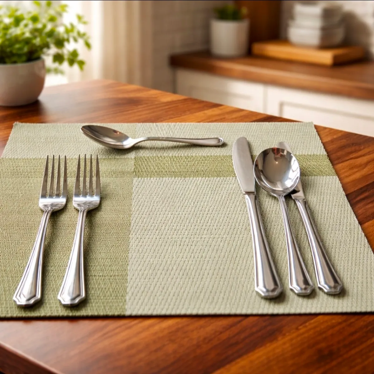 Stainless Steel Cutlery Set Silver Flatware Dining - Image 1