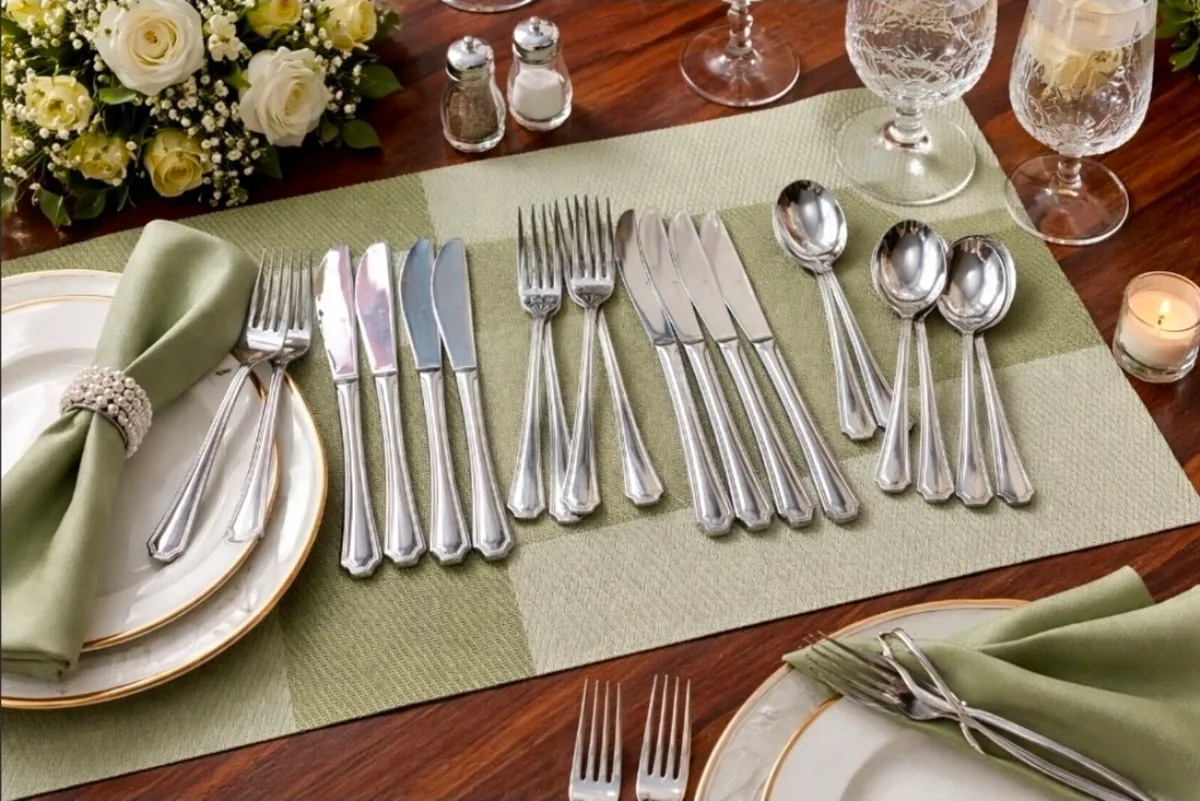 Stainless Steel Cutlery Set Silver Flatware Dining - Image 2