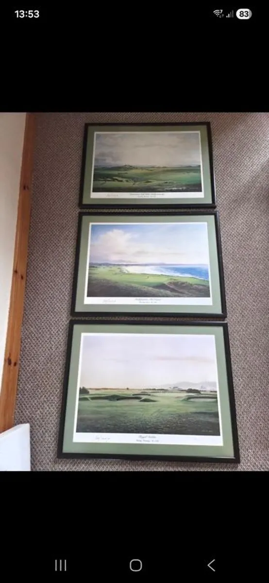 RARE Set of 3 Golf Prints Signed by John McNulty Christy OConnor Jr - Image 1