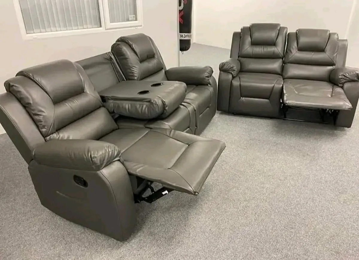 Axel 3+2 Seater Leather Recliner Sofa Set - Image 2