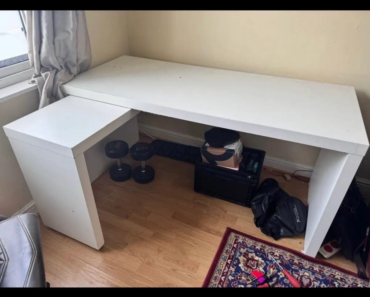 IKEA white L shape offie desk - Image 3