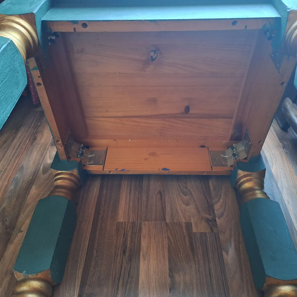 Unique Upcycled Coffee Table – Deep Blue & Gold - Image 4