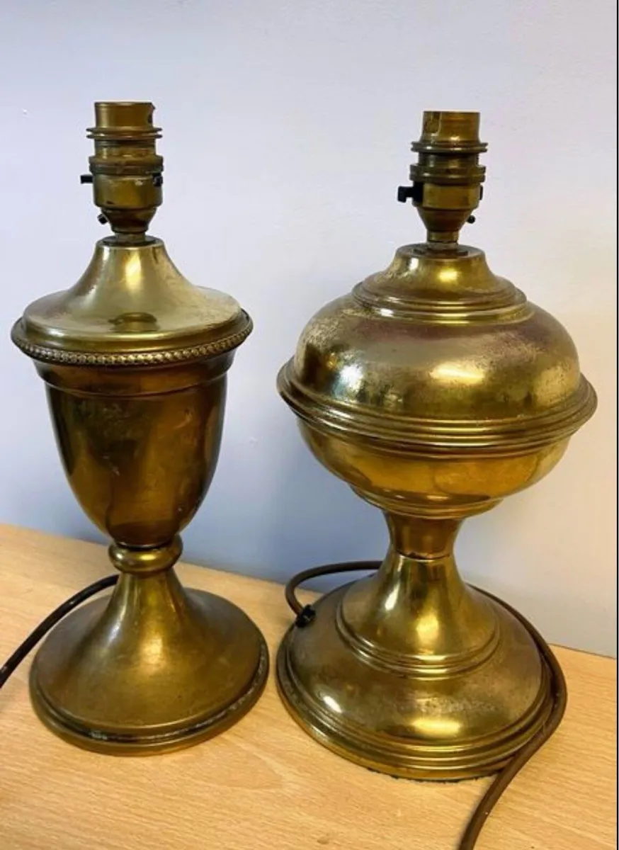 Two Vinatge solid brass lamps
