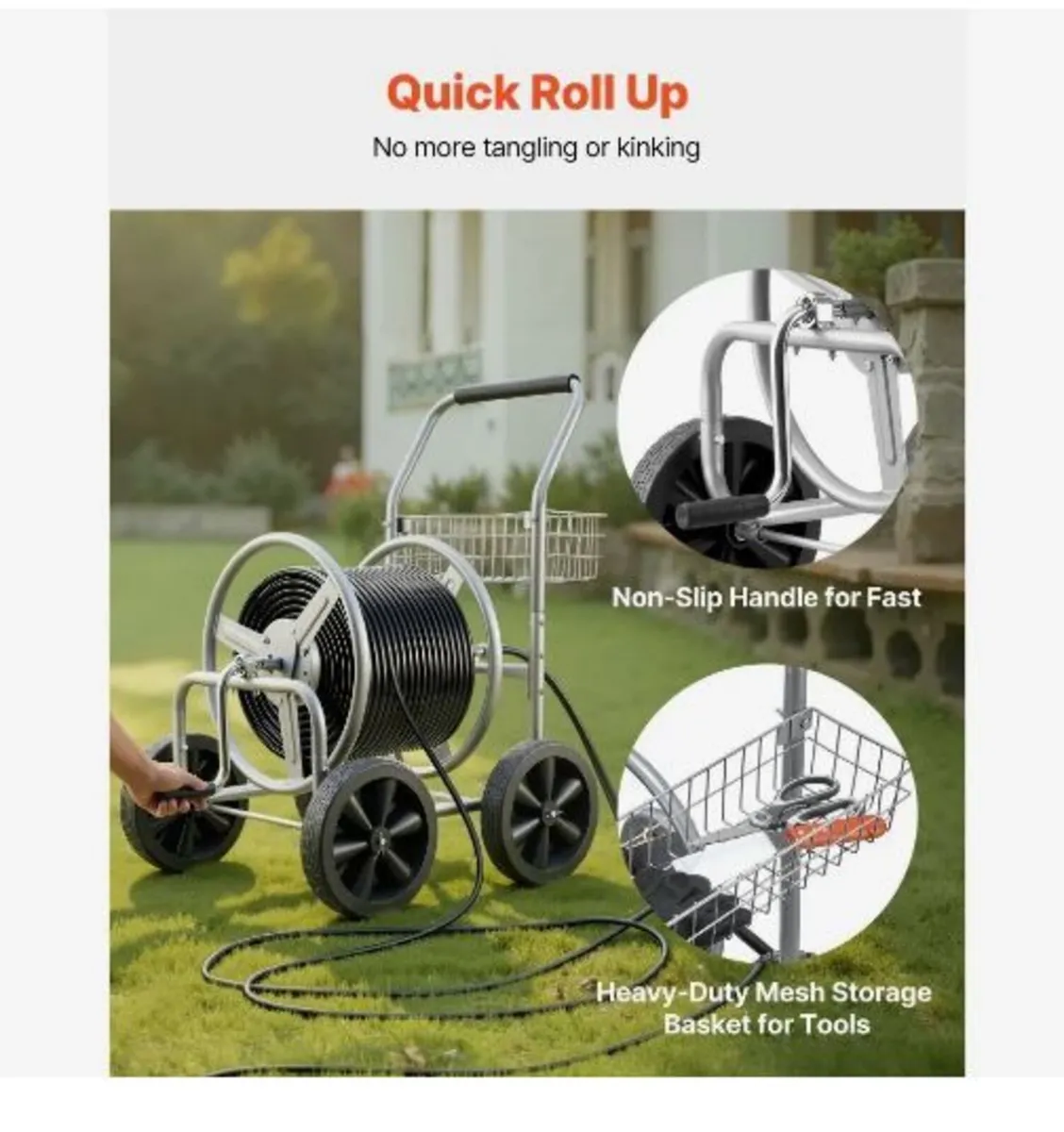 Hose Reel Cart, Hold Up to 91.44 m of 1.59 cm - Image 1