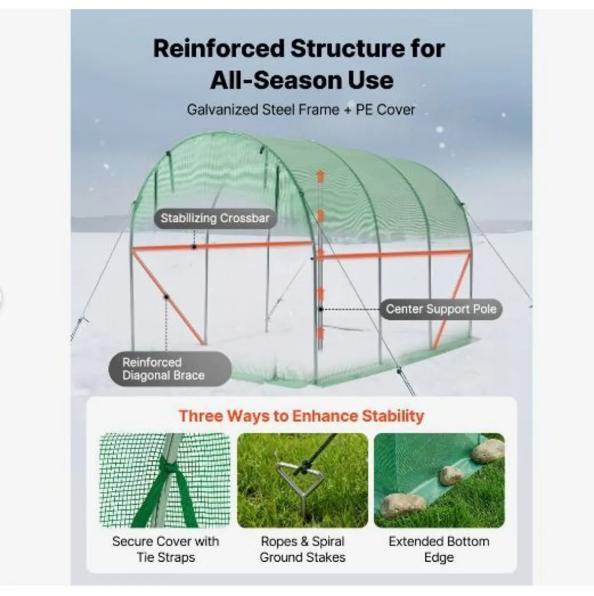 Walk-in Tunnel Greenhouse, 2.93x1.97x1.94 m - Image 3