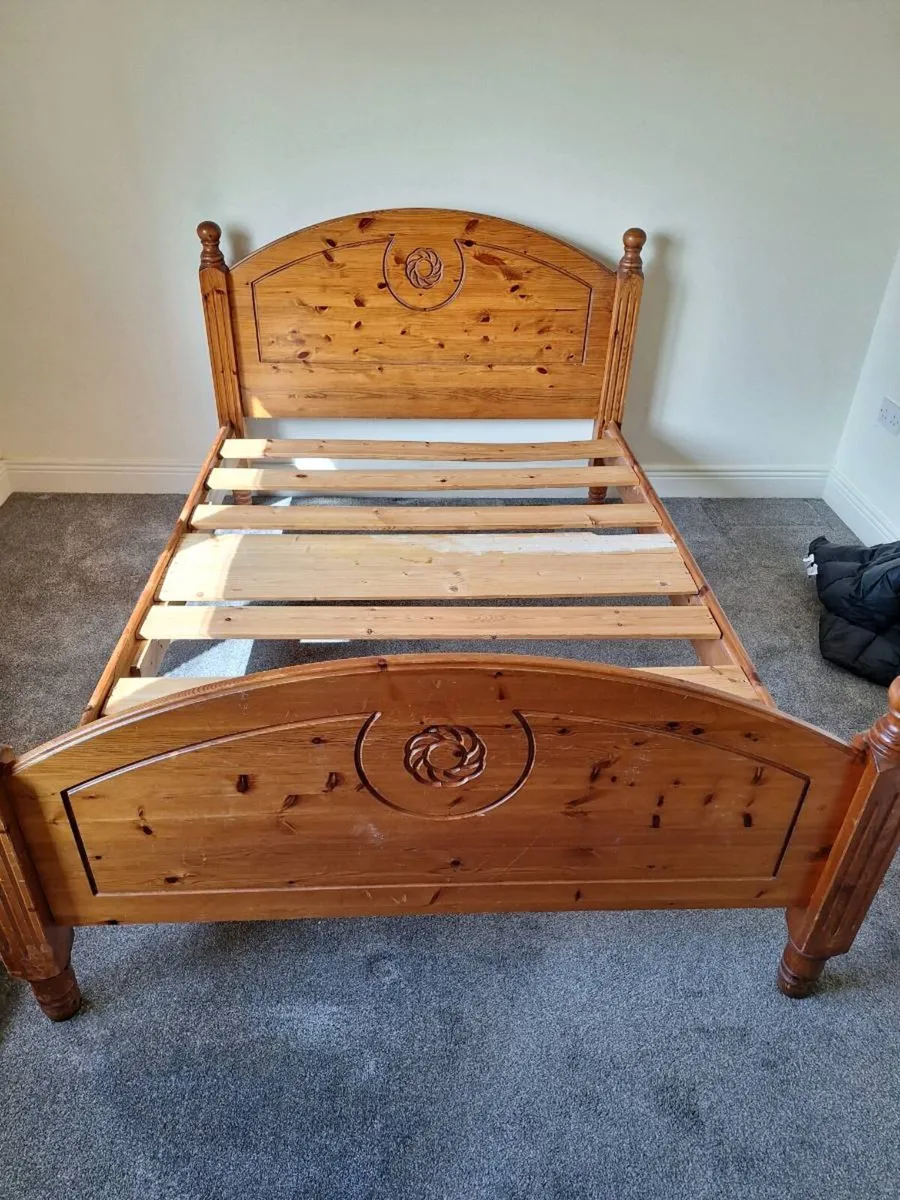 Pine double bed frame (DELIVERY) - Image 1
