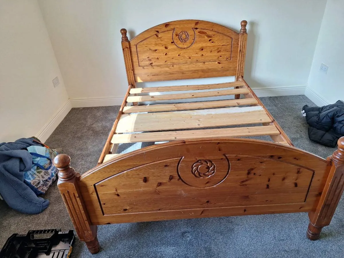 Pine double bed frame (DELIVERY) - Image 2
