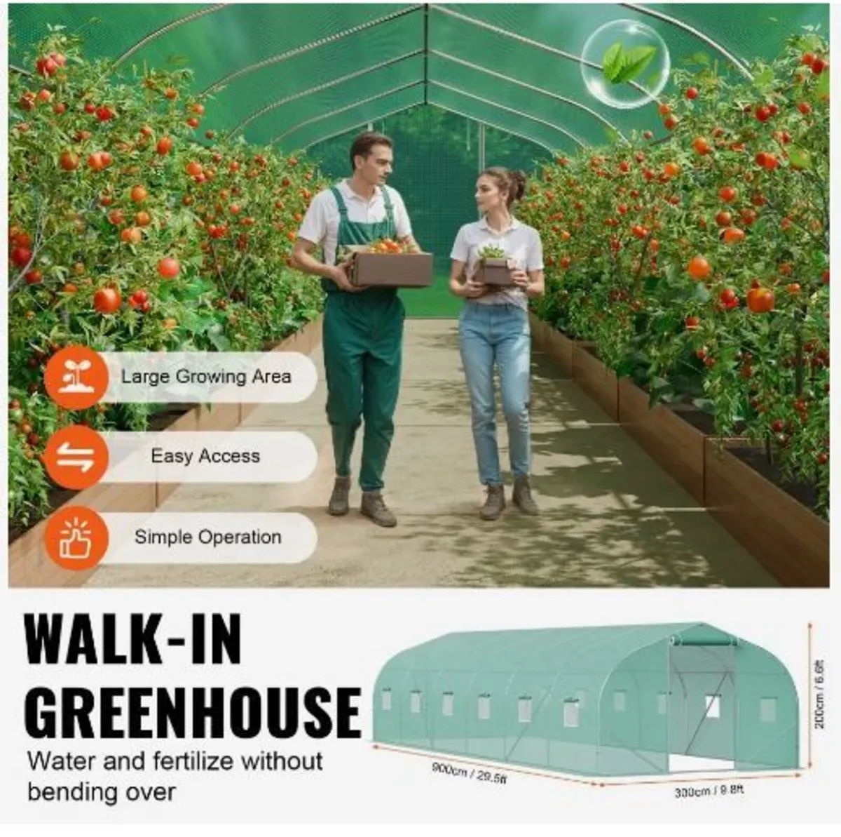 Walk-in Tunnel Greenhouse, 29.5x9.8x6.6 ft - Image 2