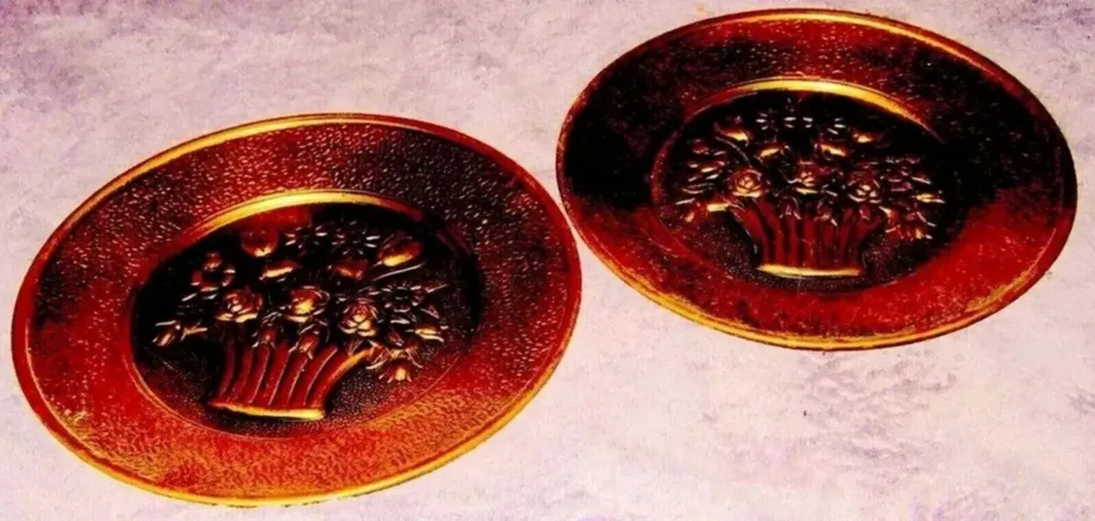Pair Of Vintage Brass Decorative Plates - Image 1