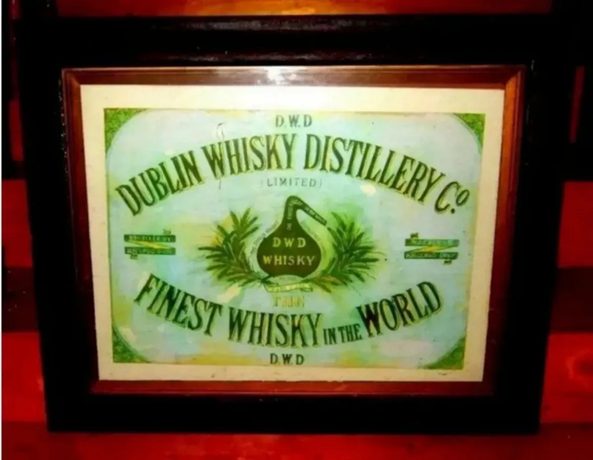 Vintage D.W.D. Dublin Whisky Distillery Framed Ad - Image 1