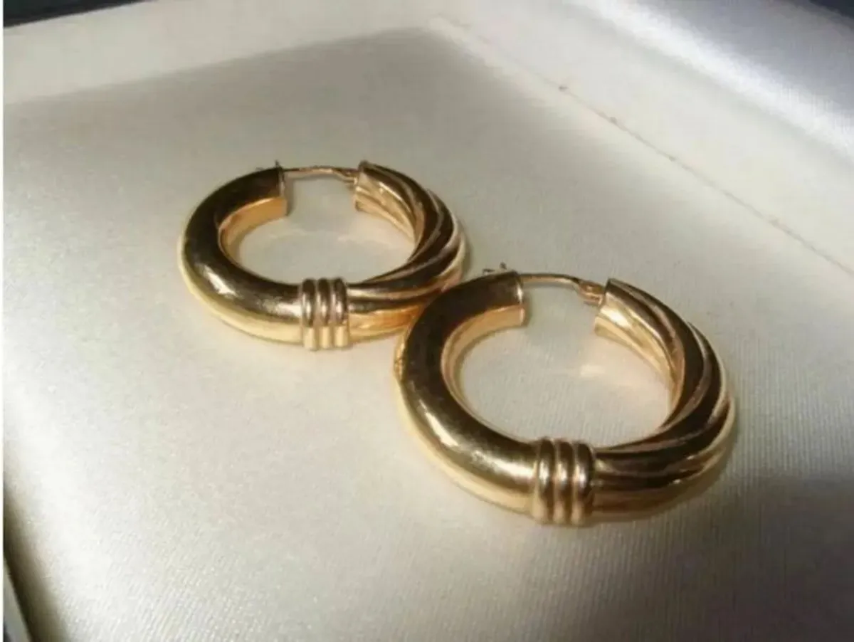 Vintage Hallmarked 9ct Gold Hoops - Image 2