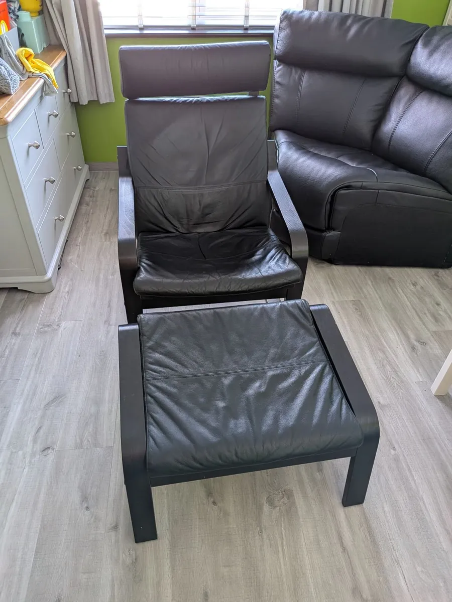 Poang ikea arm chair and stool - Image 1