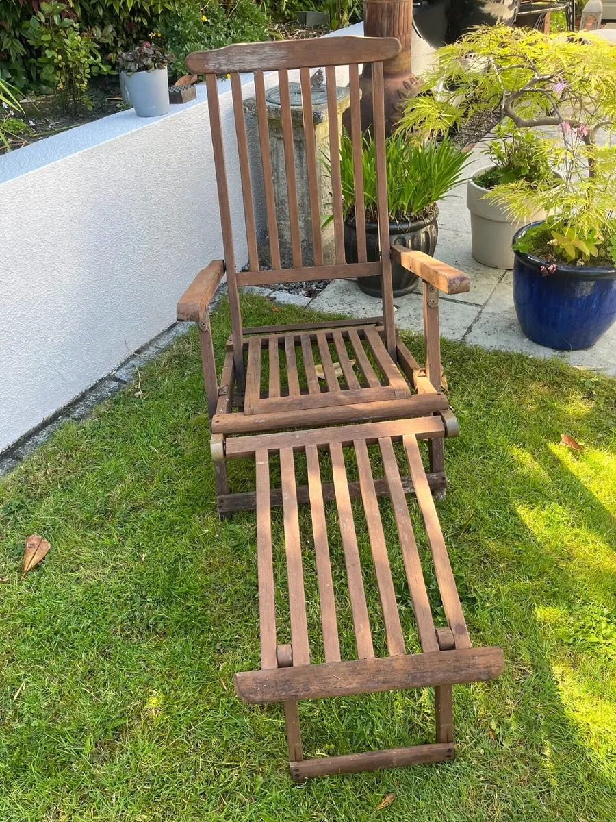 Matching solid teak wood deck chairs - Image 2