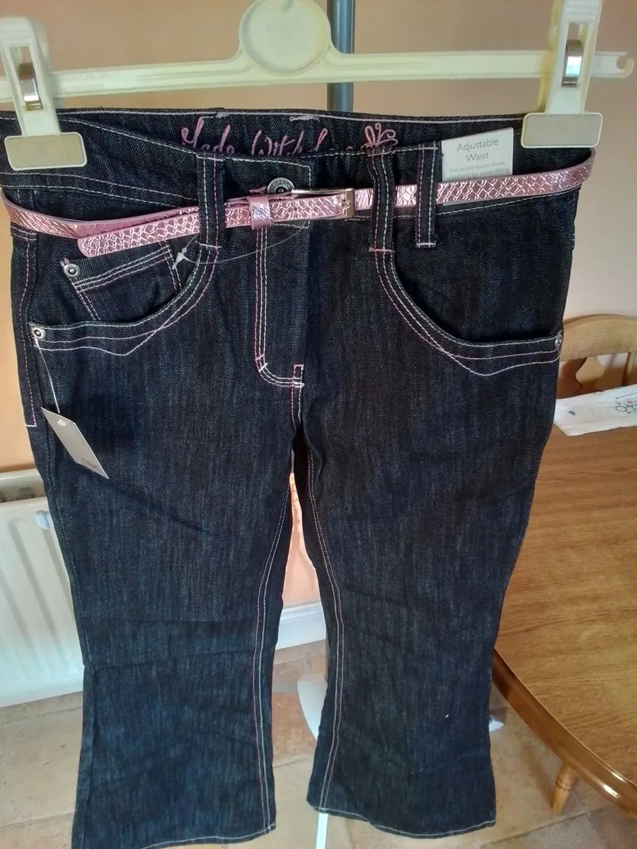 New - Next girls jeans with belt - Image 1