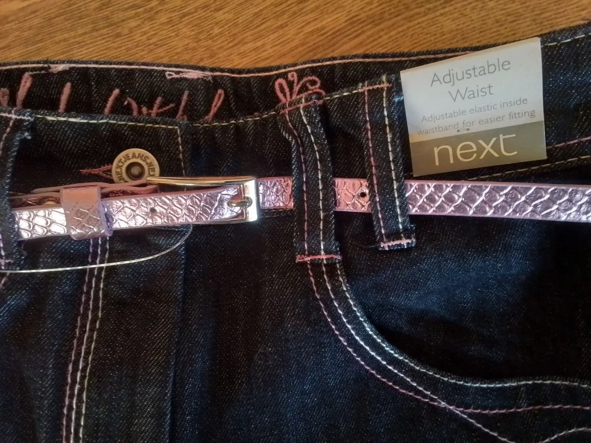 New - Next girls jeans with belt - Image 3