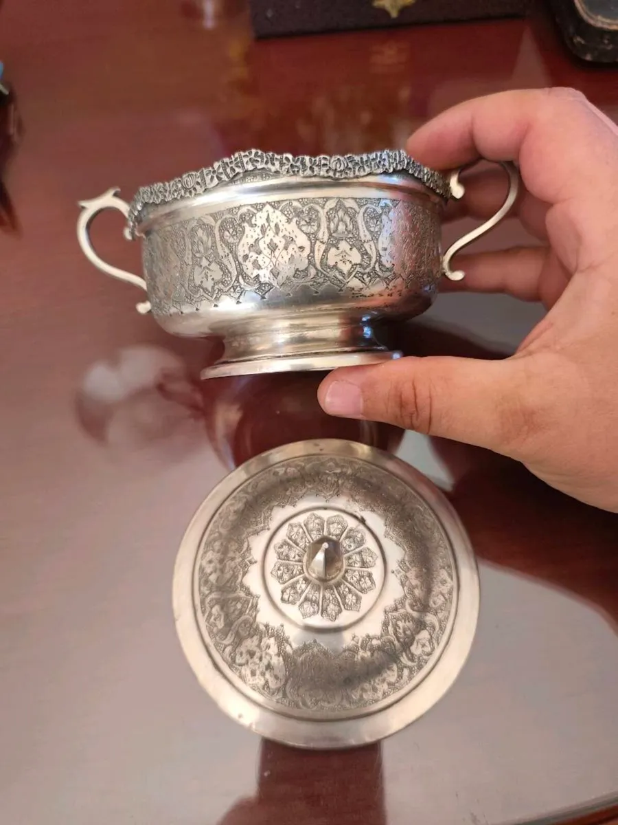Persian solid silver bowl 600 silver 278grams - Image 3