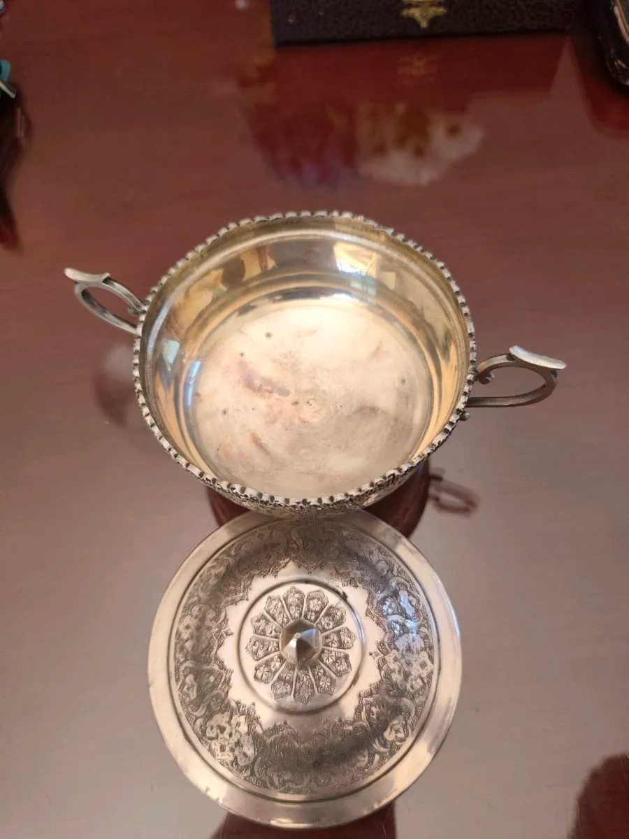 Persian solid silver bowl 600 silver 278grams - Image 2