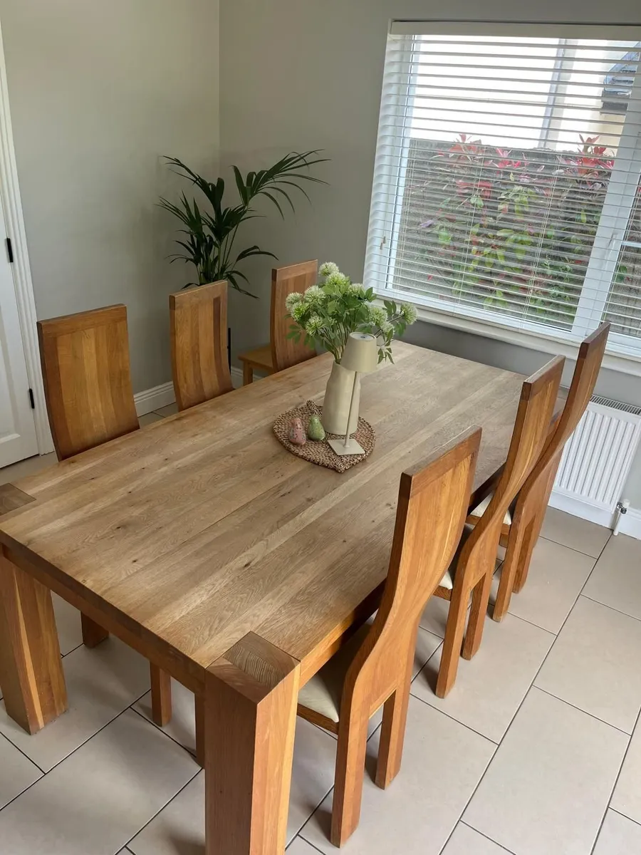 Solid Oak, Dining Table & 6 Chairs - Image 4
