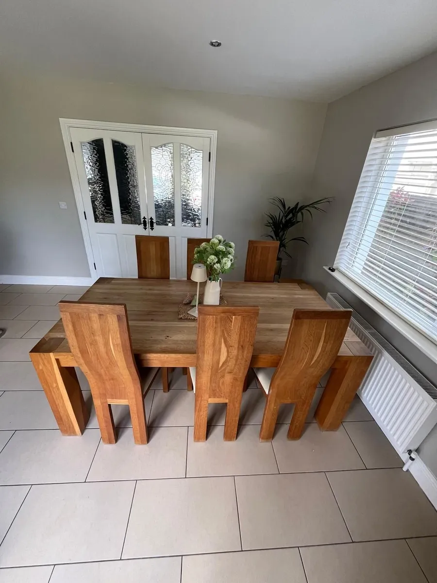 Solid Oak, Dining Table & 6 Chairs - Image 2