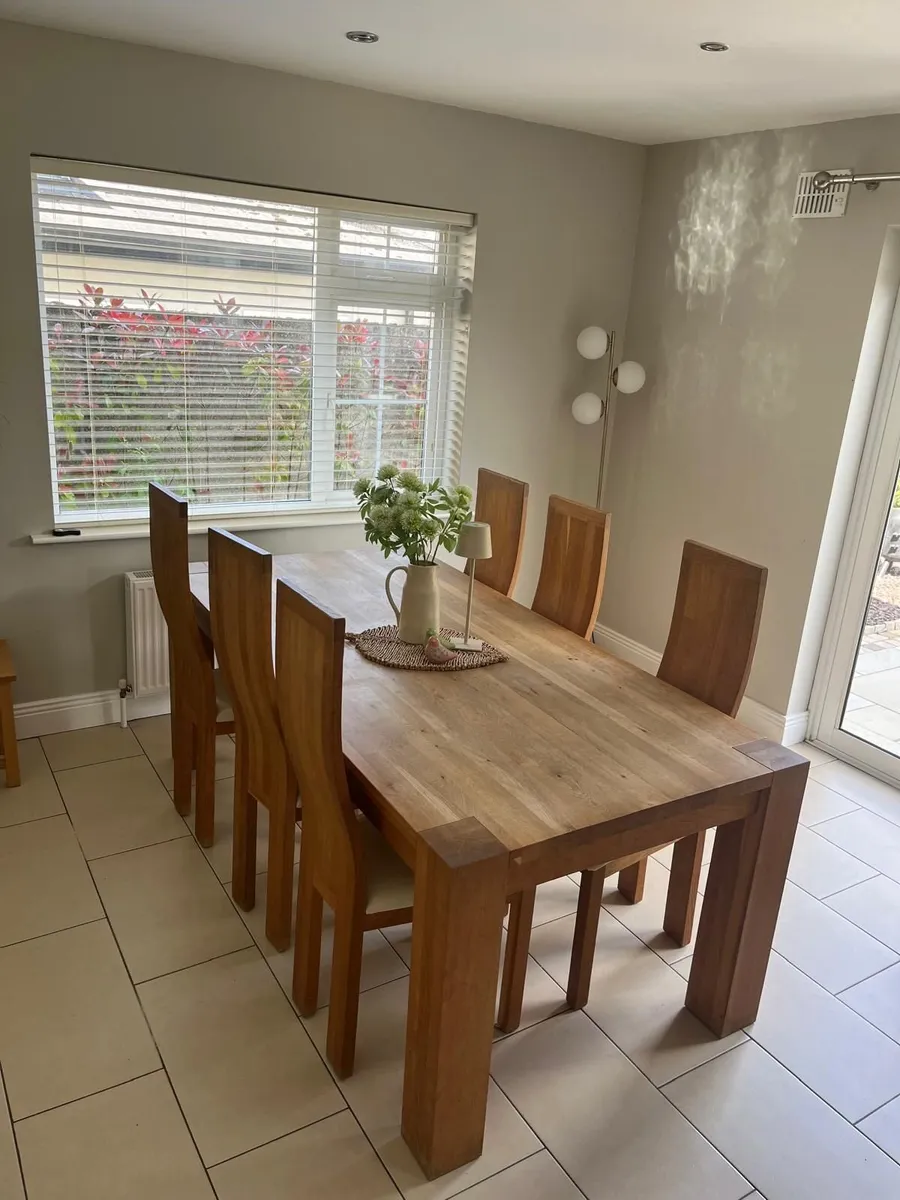 Solid Oak, Dining Table & 6 Chairs - Image 3