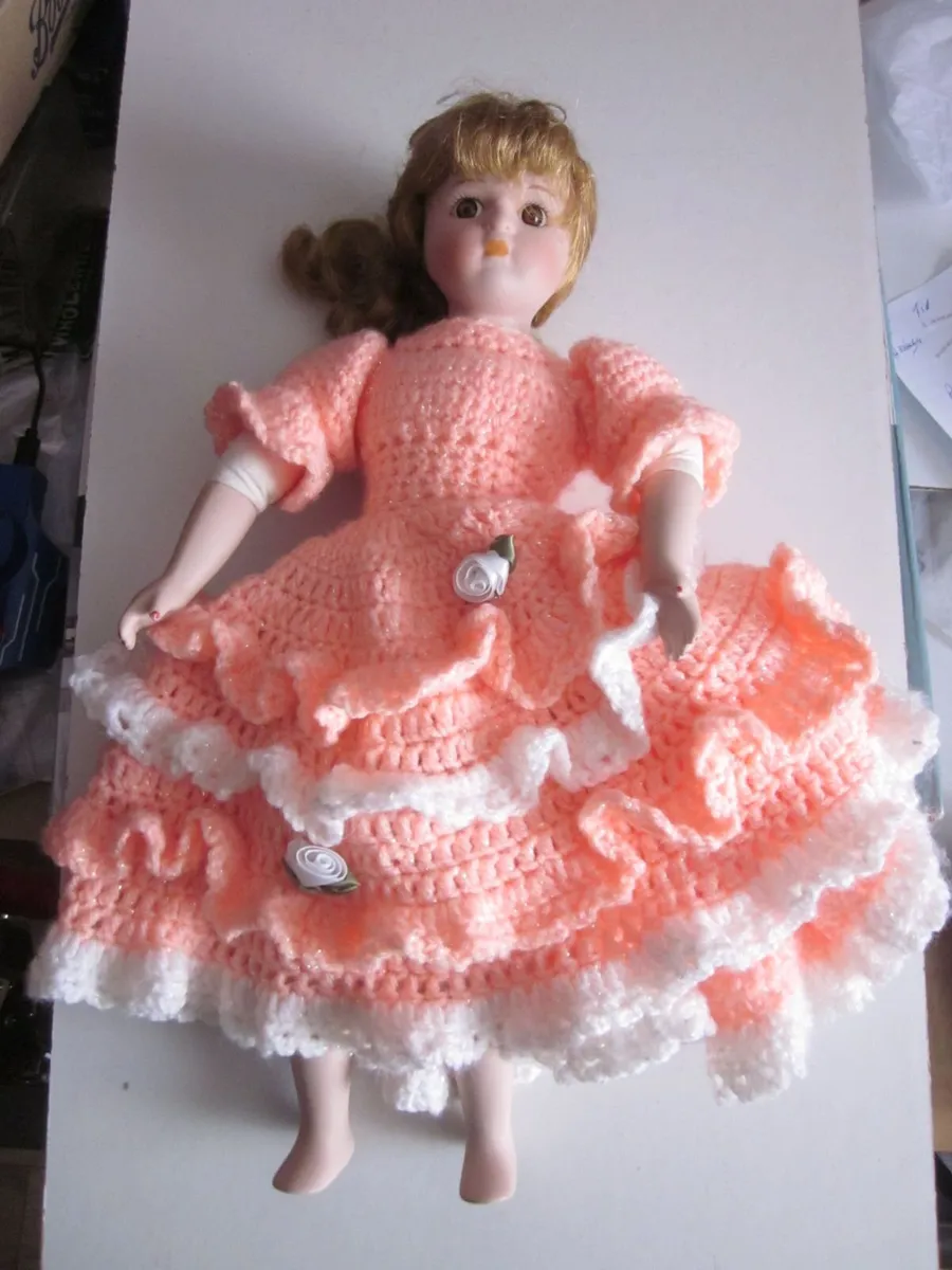 Hermitage Mint Porcelain  Doll with Crotchet Dress - Image 1