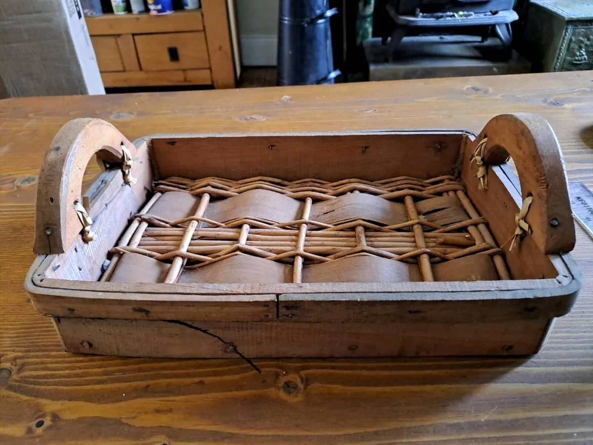 Rustic Handmade Wooden Basket Tray - Image 1