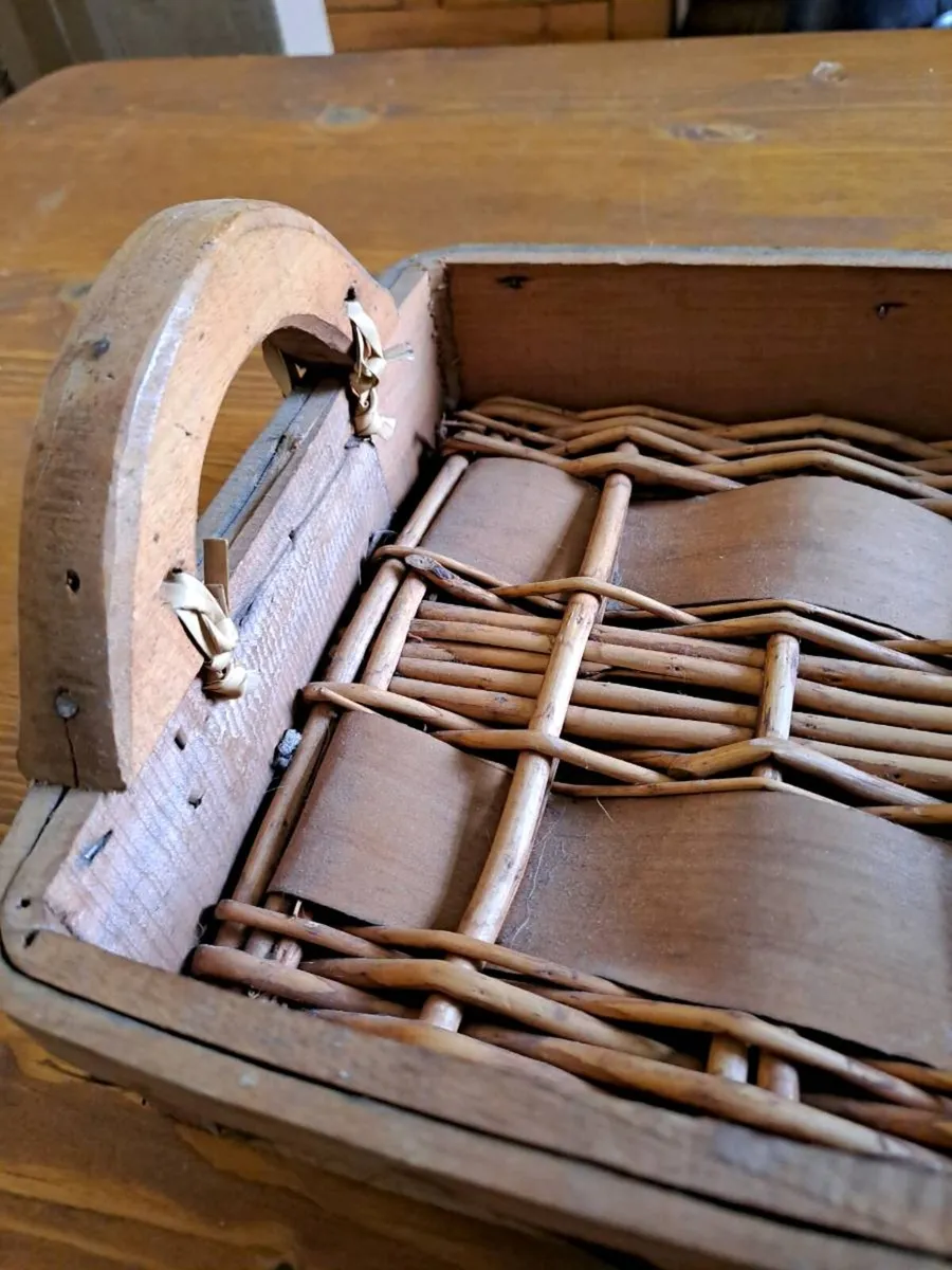 Rustic Handmade Wooden Basket Tray - Image 2