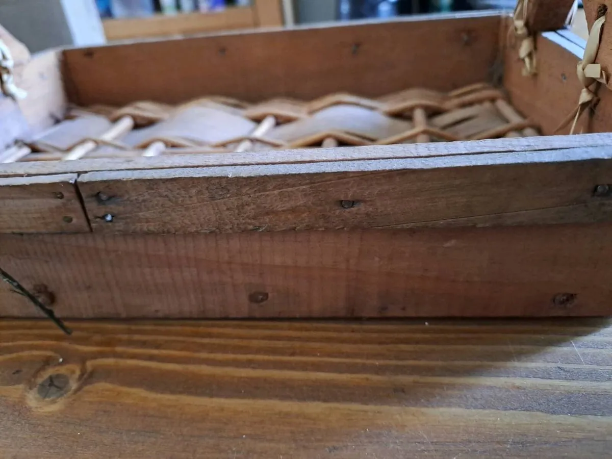 Rustic Handmade Wooden Basket Tray - Image 3
