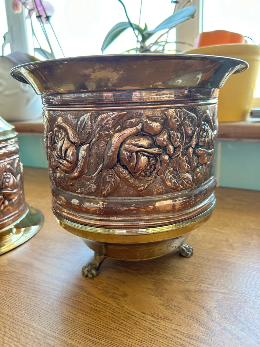 Vintage Elpec Irish Copper and brass Jardinieres - Image 4