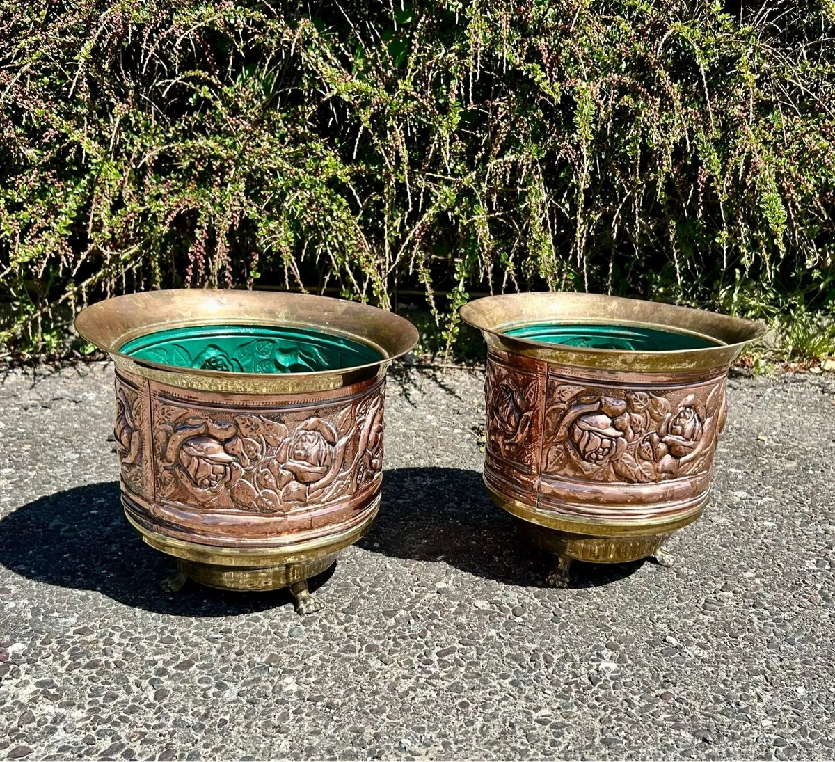 Vintage Elpec Irish Copper and brass Jardinieres - Image 1