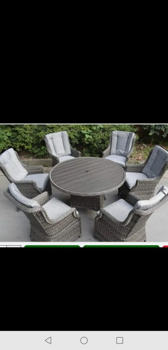 Brand New Dark Grey Rattan 6 Seater Dining Set - Image 1