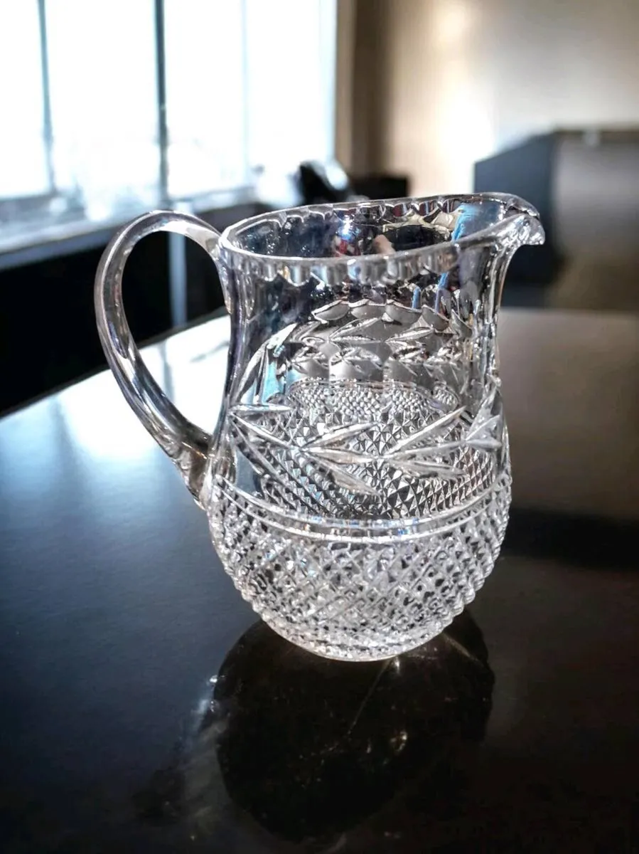 Large mid century hand cut crystal pitcher - Image 1