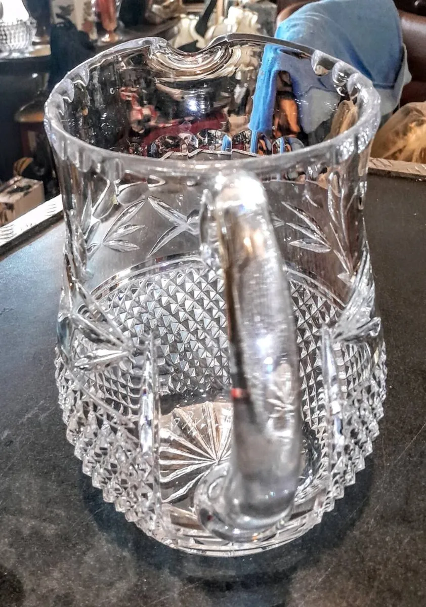 Large mid century hand cut crystal pitcher - Image 2