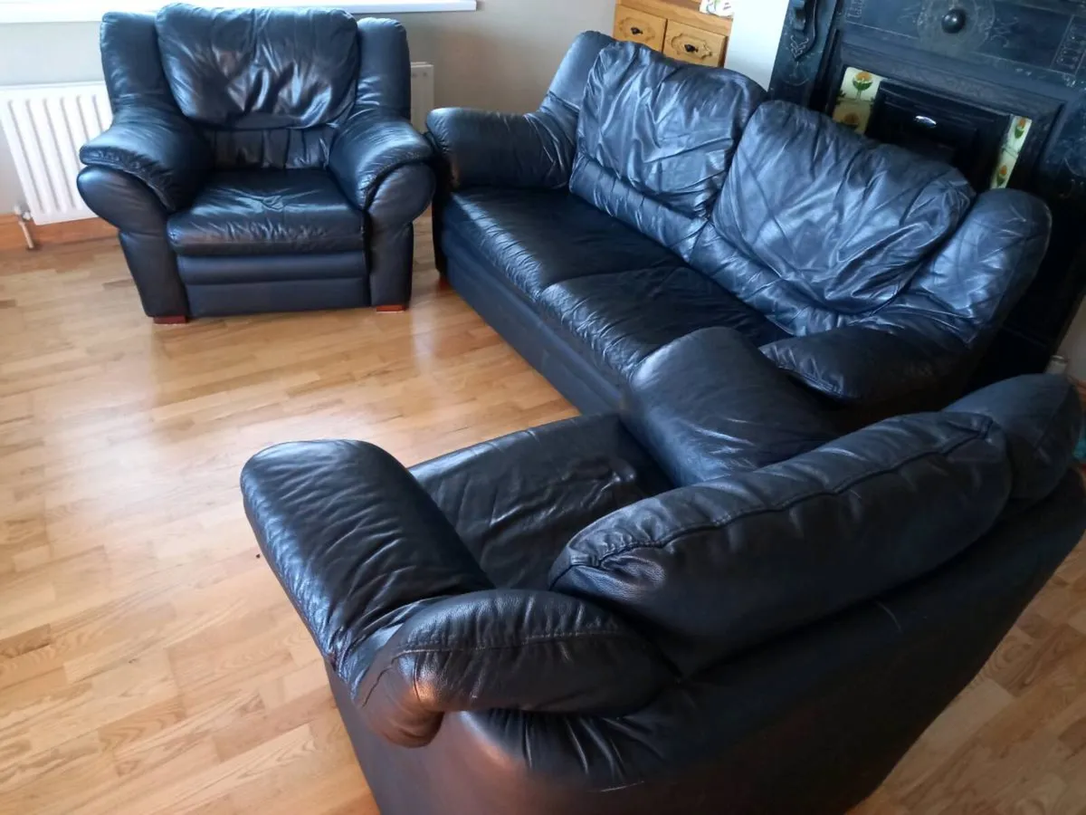 3piece black genuine Leather suite - Image 2