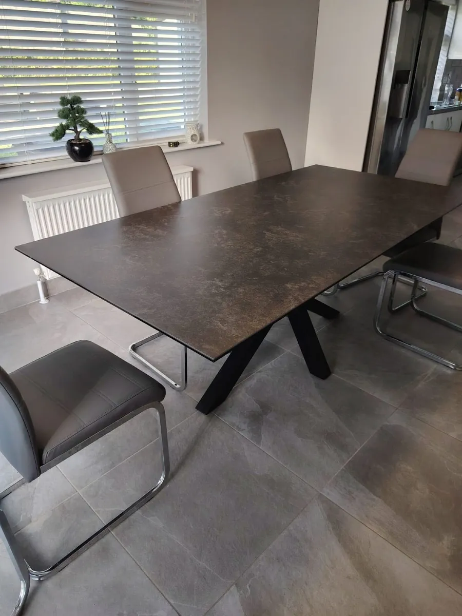 Ceramic Dining Table & 6 Chairs - Image 1