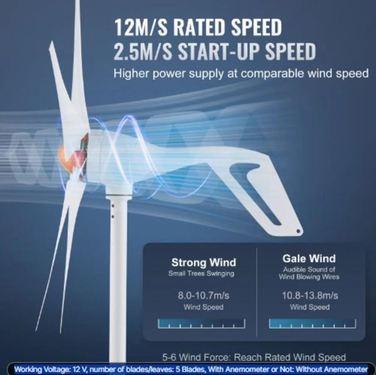 500W Wind Turbine Generator, 12V Wind Turbine Kit, - Image 2