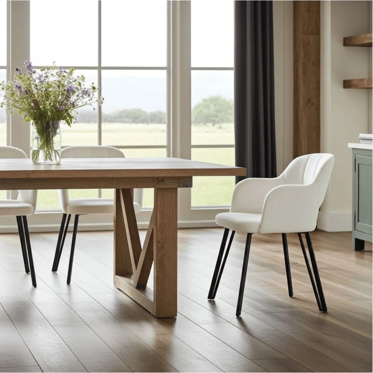 Luna Modern Boucle Armchair with Cut Out Backrest - Image 2